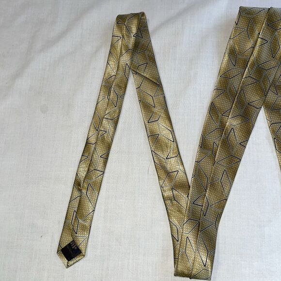 XMI Dress Tie Mens Size 56" Gold 100% Silk Designer U.S.A. - Picture 5 of 12